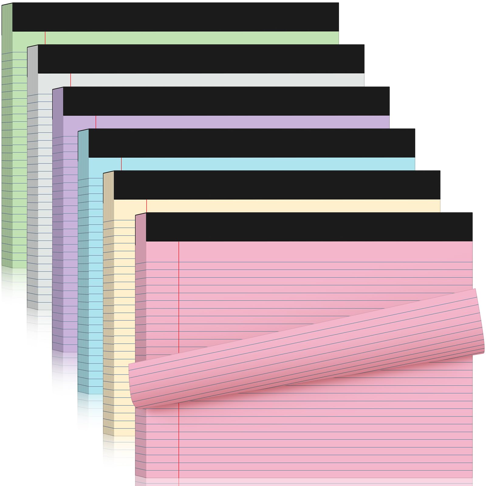 Jetec 6pcs Legal Pads Landscape Pad College Ruled 50 Sheets Pad Assorted Colors Writing Pads Horizontal Notebook for