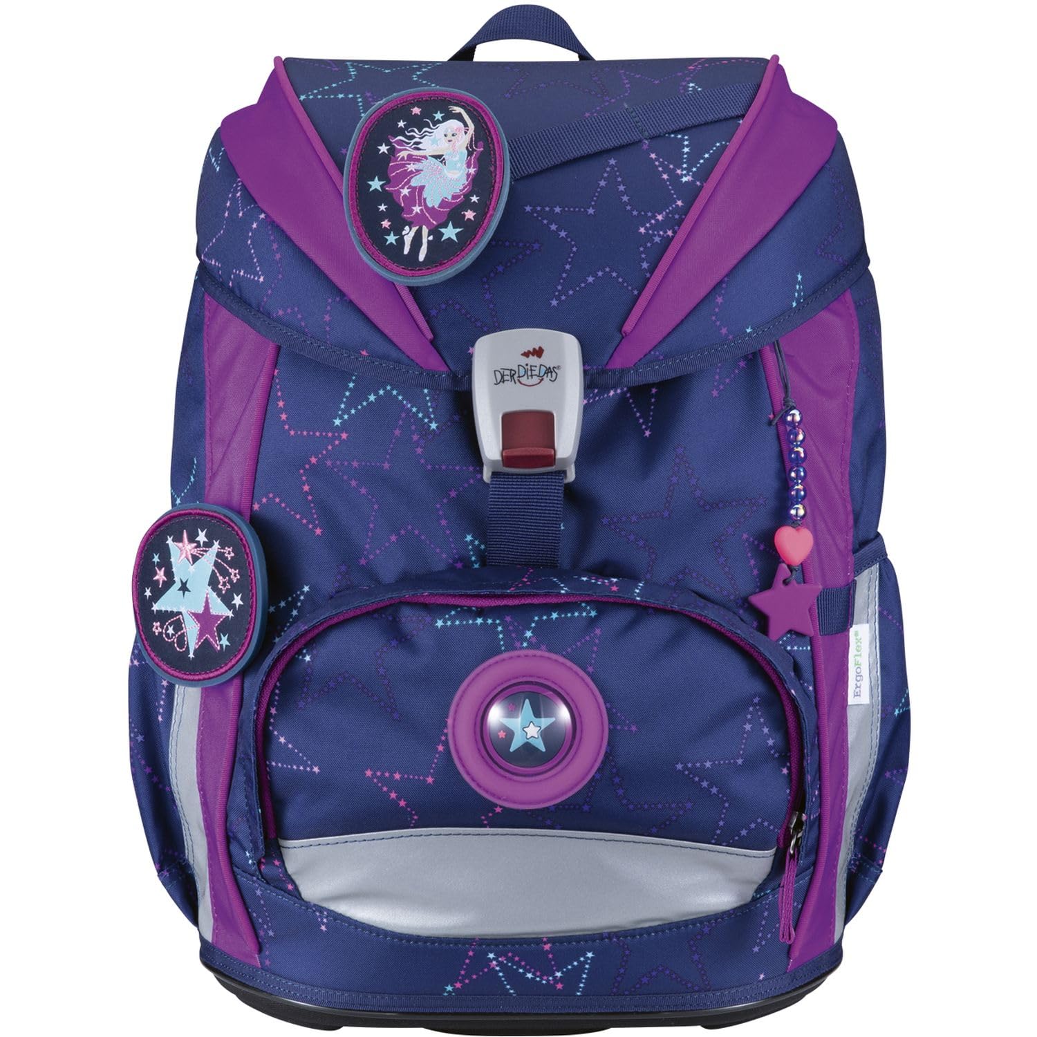 DerDieDas Schulranzen ErgoFlex Light LED Set 6-teilig Dancing Star violett