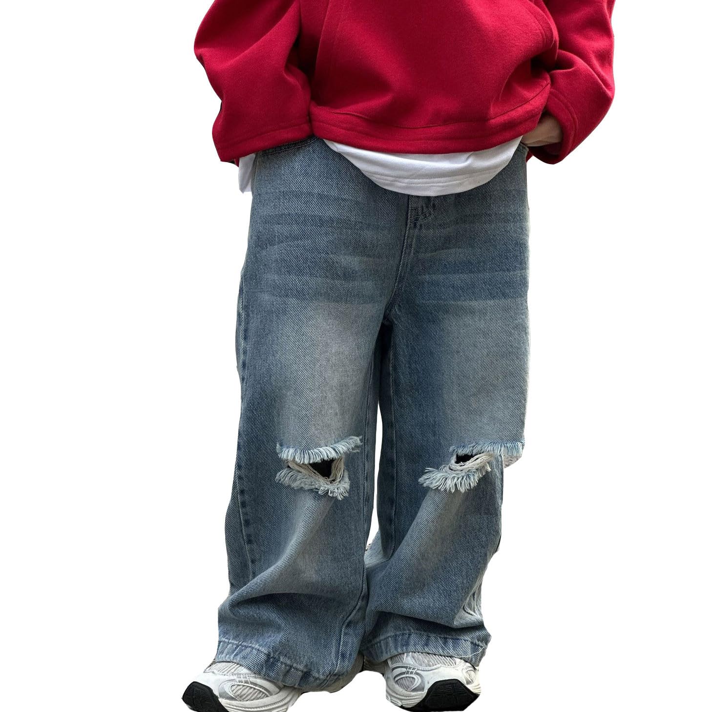 Jean Baggy Garçon Cargo Bootcut - Taille Élastique, Multiples Poches, Style Skatewear Vintage - Pantalon Denim Décontracté
