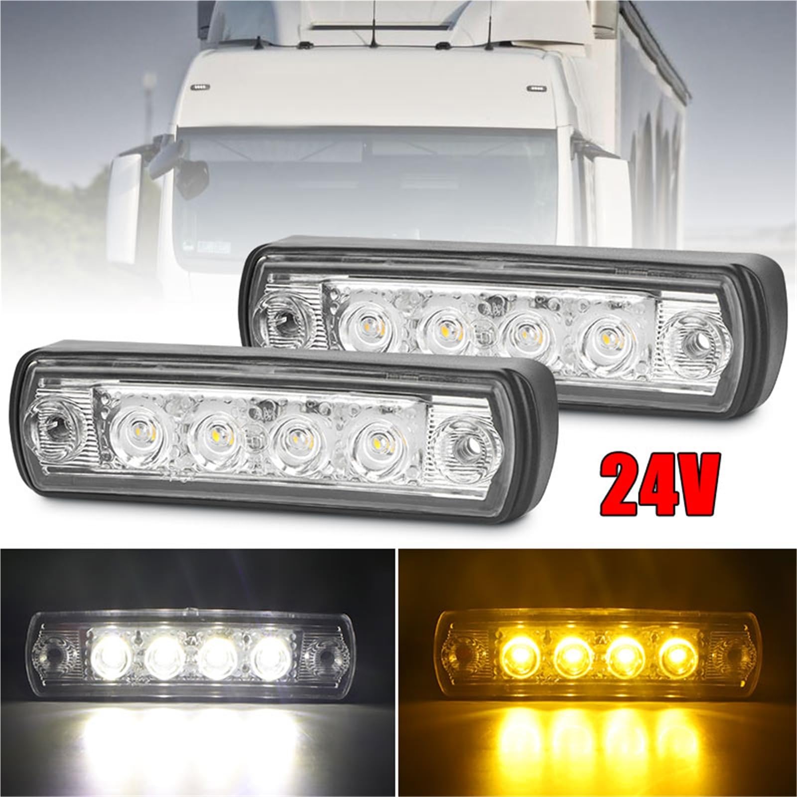Luci Di Posizione Sul Tetto 2 Luci Parasole Da 24 V Uso Adatto Per MAN TGA TGL TGM TGS TGX, Luci Di Segnalazione For Tetto Cabina Camion, Lampade Parasole 81252606121 81.25260.6121(2pcs White)