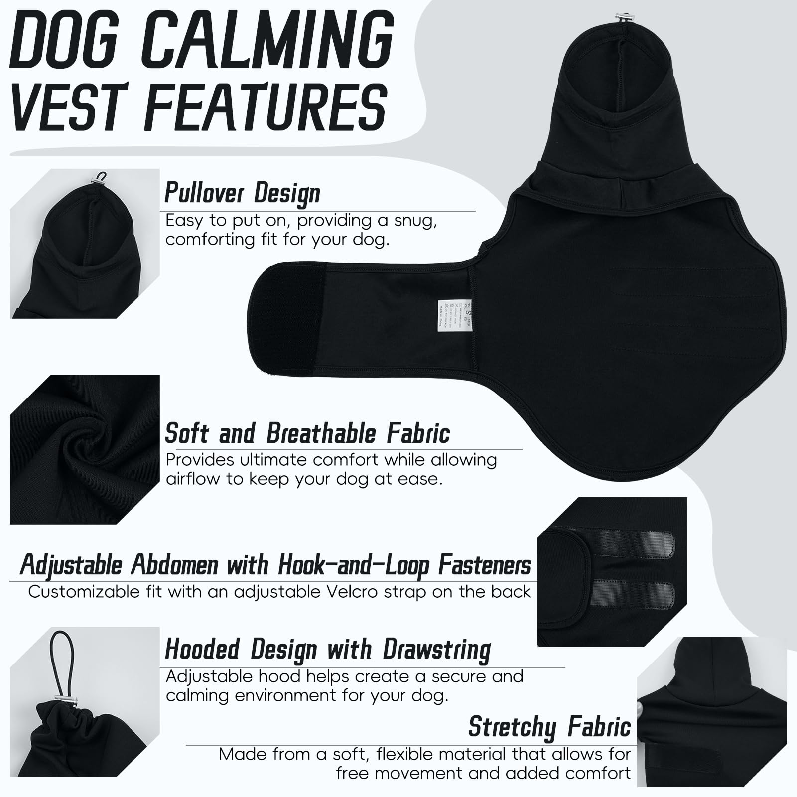 Hjyokuso Dog Anxiety Jacket With Calming Hood, Lightweight Anxiety Relief Coat for Thunder Fireworks, Travel & Separation - Image 2