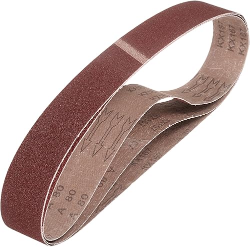 Miniatura 65 de HARFINGTON 3 correas de lijado de 18 pulgadas, 12 unidades de 60 granos de óxido de aluminio abrasivo de lijadora para carpintería, pulido de metal,