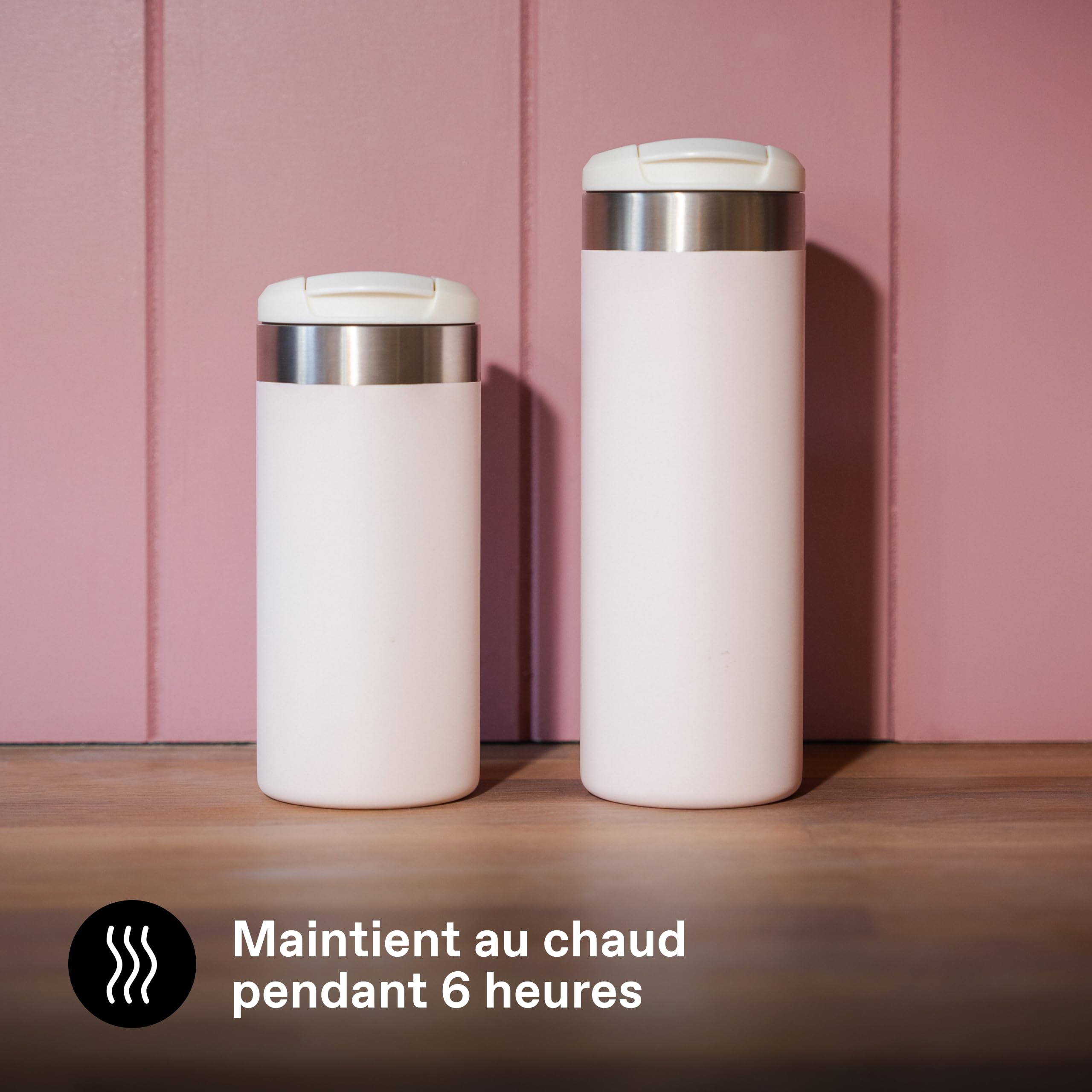 Stanley Aerolight Transit Mug Isotherme Café 0.47L - 6 Heures Chaud - 8 Heures Froid - Couvercle Étanche et Blocable - Thermos - Lavable au Lave-Vaisselle - Rose Quartz