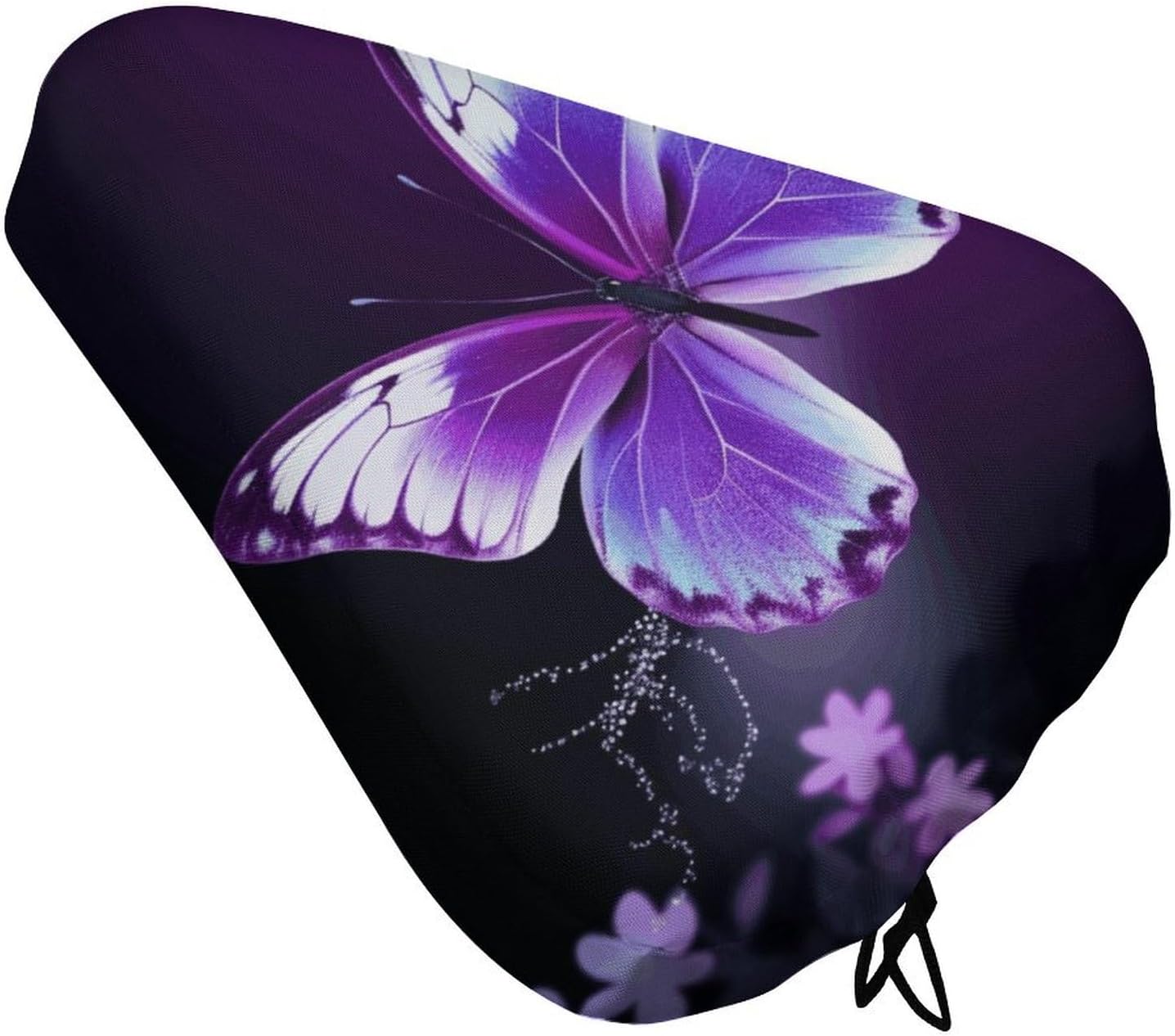 Lovely Purple Butterfly Bike Seat Cushion Waterproof Road Bike Seat Cover for Women Men Comfort Bicycle Seat Rain Cover with Drawstring Padded Mountain Bikes Saddle Fit for Exercise Stationary Bikes