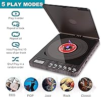 Vista 7 de CD Player Portable, MONODEAL Portable Rechargeable Player with Dual Headphones Jack, Small Anti-Skip CD Player for Car/Travel/Home, Personal CD