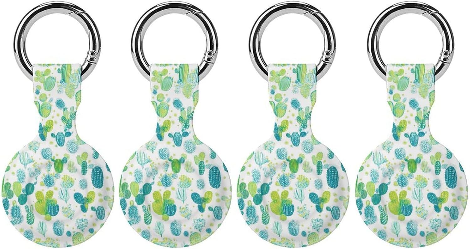 Cute Cactus Funny Cover Compatible with AirTag Case Protector GPS Tracker Holder with Keychain