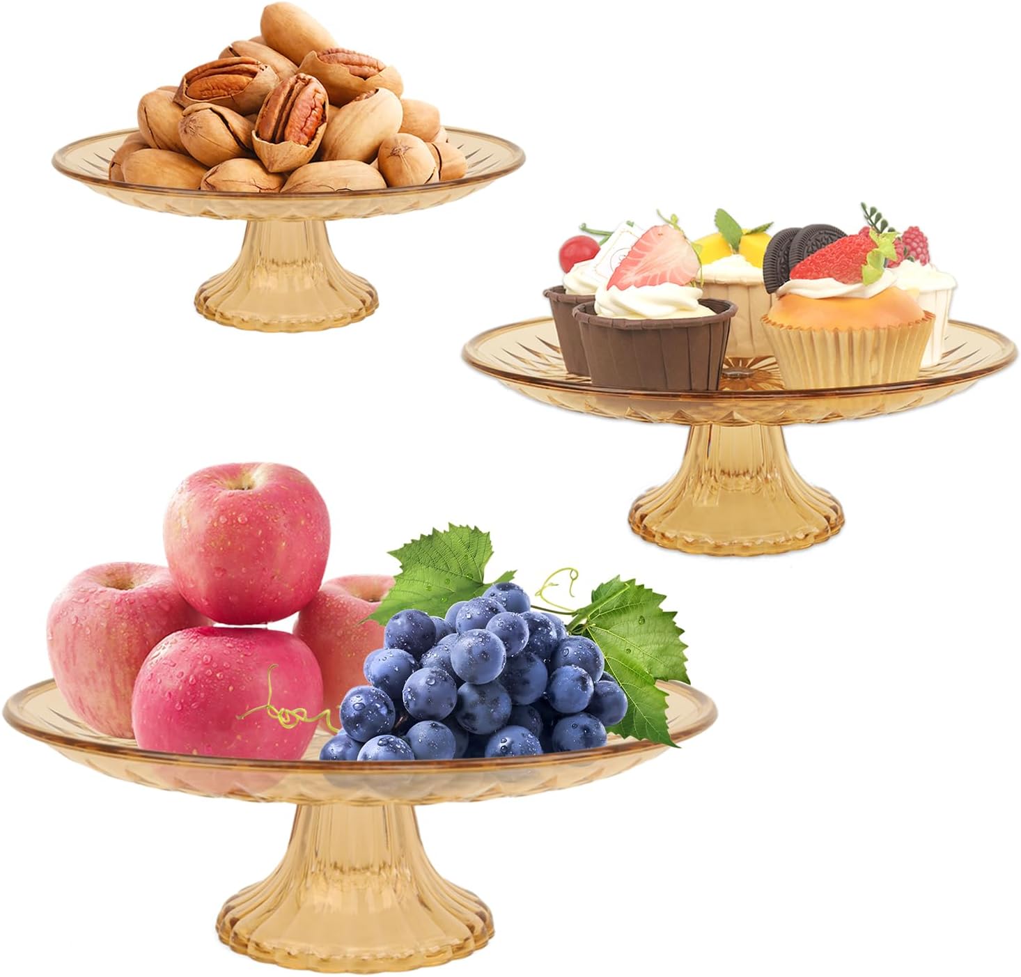 Plastic Cake Stand, 3 Pack Clear Cake Stands Tall Cake Stand,Cake Display Stand for Wedding, Event, Party, Cake Holder for Cupcake Dessert Pizza
