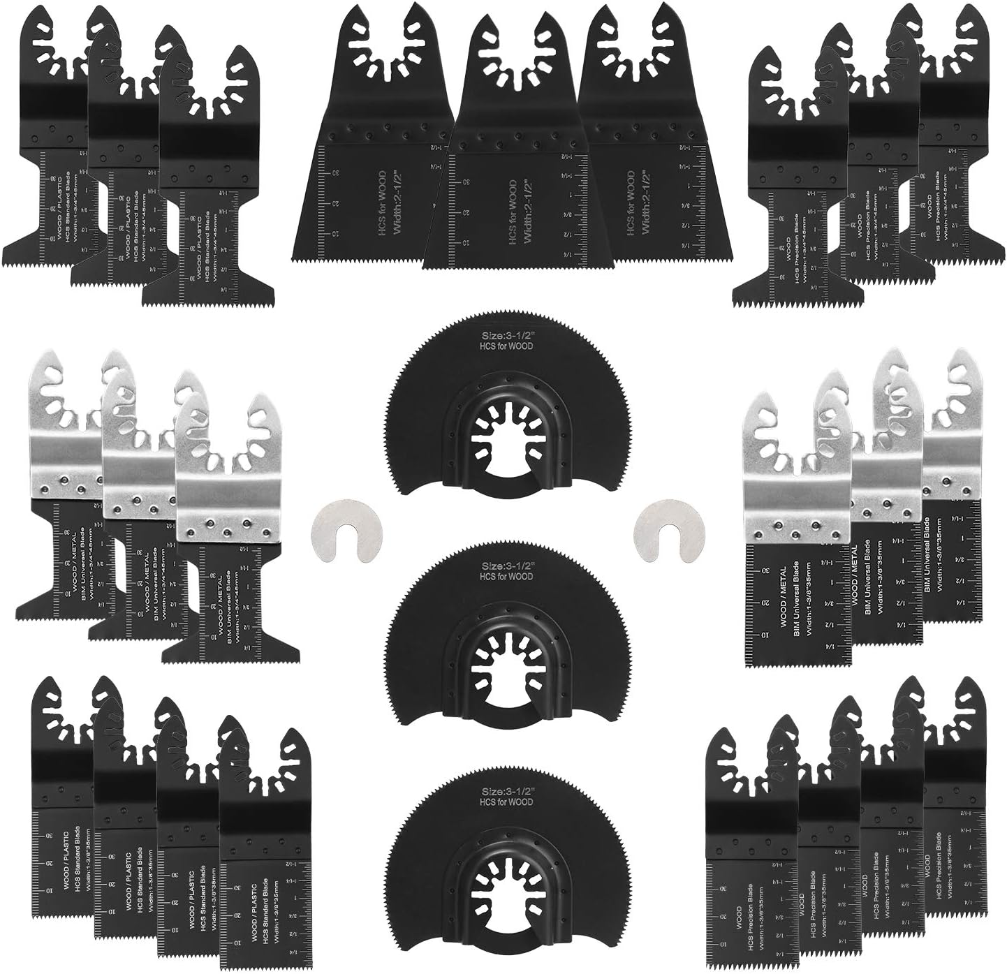 URLWALL 28PCS Oscillating Multitool Saw Blades Wood Melt Universal Blade Kit Quick Release fit Dewalt Craftsman Makita Milwaukee Bosch Ridgid Ryobi Rockwell Chicago Porter Cable Black Decker