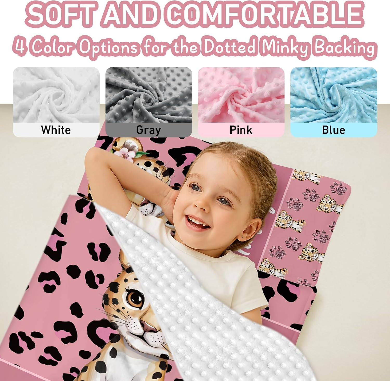 Personalized Toddler Nap Mat, Custom Name Sleeping Bag with Removable Pillow & Blanket, Roll Up Nap Mat for Boys Girls, Preschool Daycare Kindergarten, Jungle Safari Theme