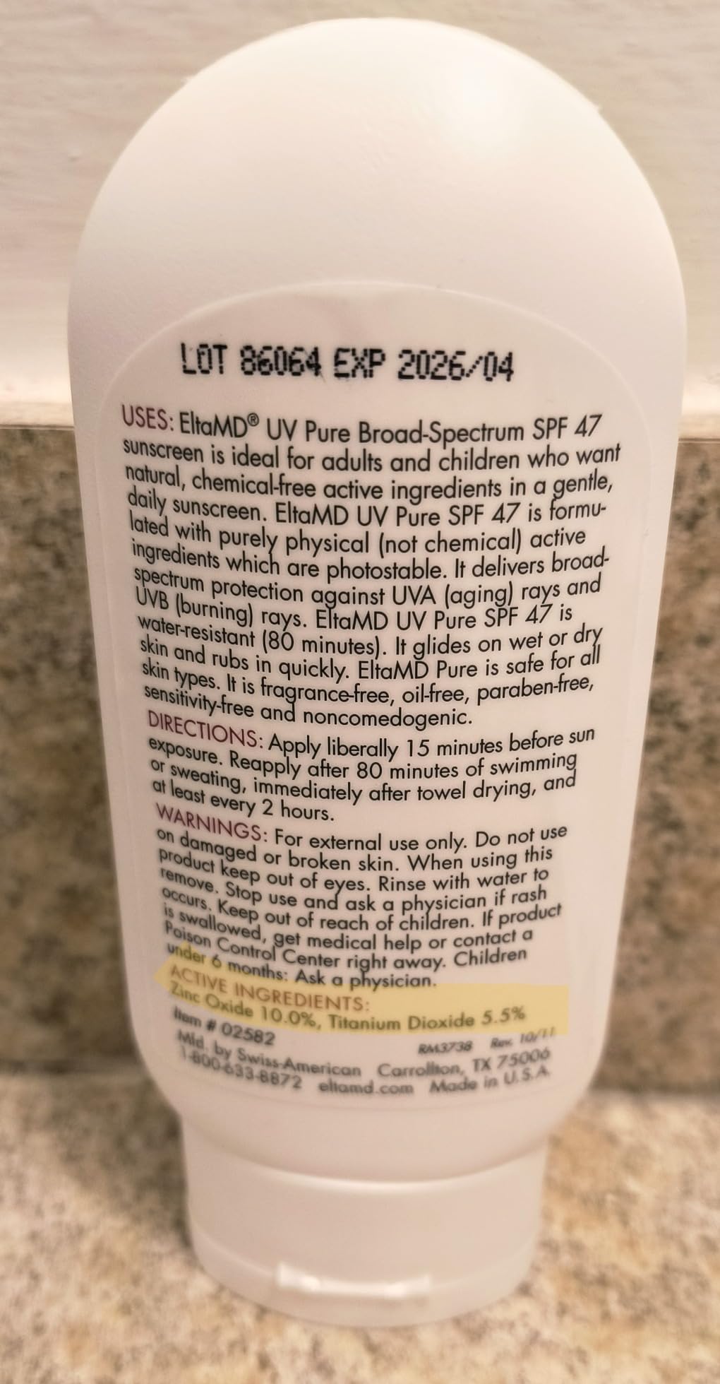 EltaMD UV Pure Face and Body Sunscreen, SPF 47 Mineral Sunscreen for Kids and Adults, Water Resistant Up to 80 Minutes, Oil Free Zinc Oxide Formula