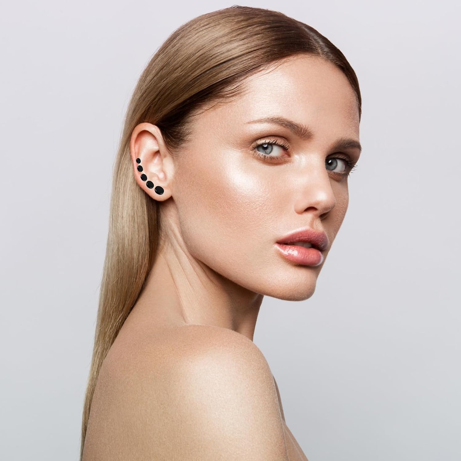 6 Pairs Black Earrings for Men Women Fake Plugs Faux Gauges Plugs Earring Stainless Steel Stud Earrings, 4-10mm