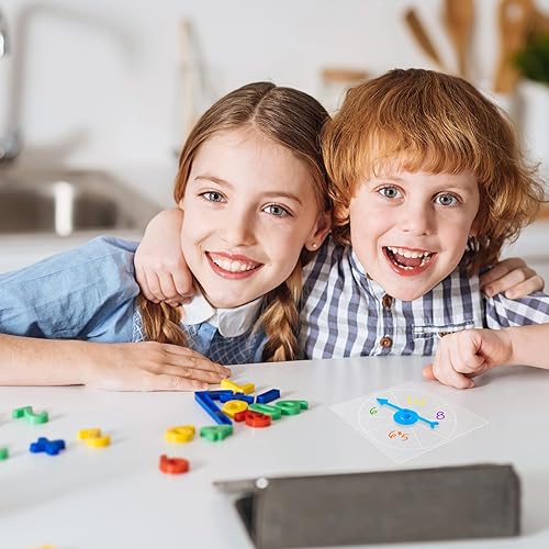Vista 13 de Gejoy Paquete de 10 hilanderos transparentes para el aula, juego de matemáticas de borrado en seco con flecha giratoria