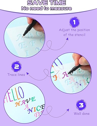 Miniatura 5 de 30 plantillas de letras para pintar de 4 x 7 pulgadas, plantillas de fuente de números de plástico reutilizables para diario, diario, suministros de