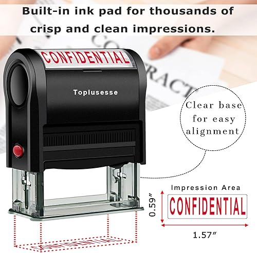 Miniatura 2 de Toplusesse Sello confidencial autoentintado de goma para oficina, sello personalizado autoentintado, sello de mensaje confidencial, suministros de