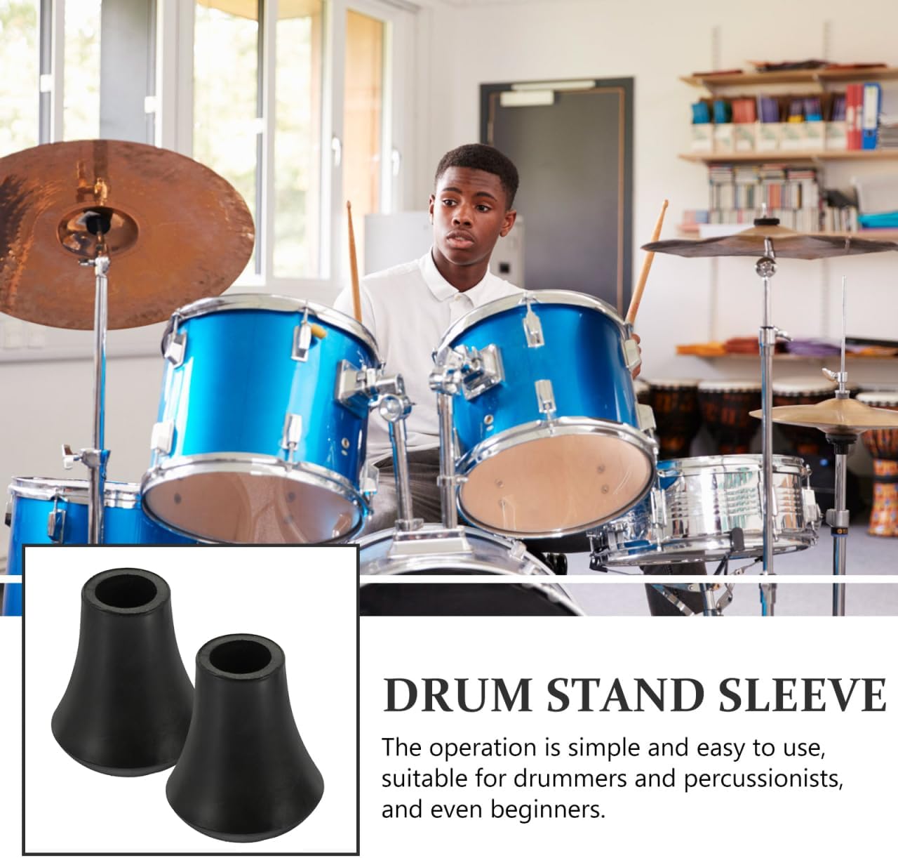 Alasum Drum Floor Protectors Rubber Feet for Drum Kit Stands 10 Pack Anti Skid Leg Protectors Percussion Instrument Accessories Easy Installation