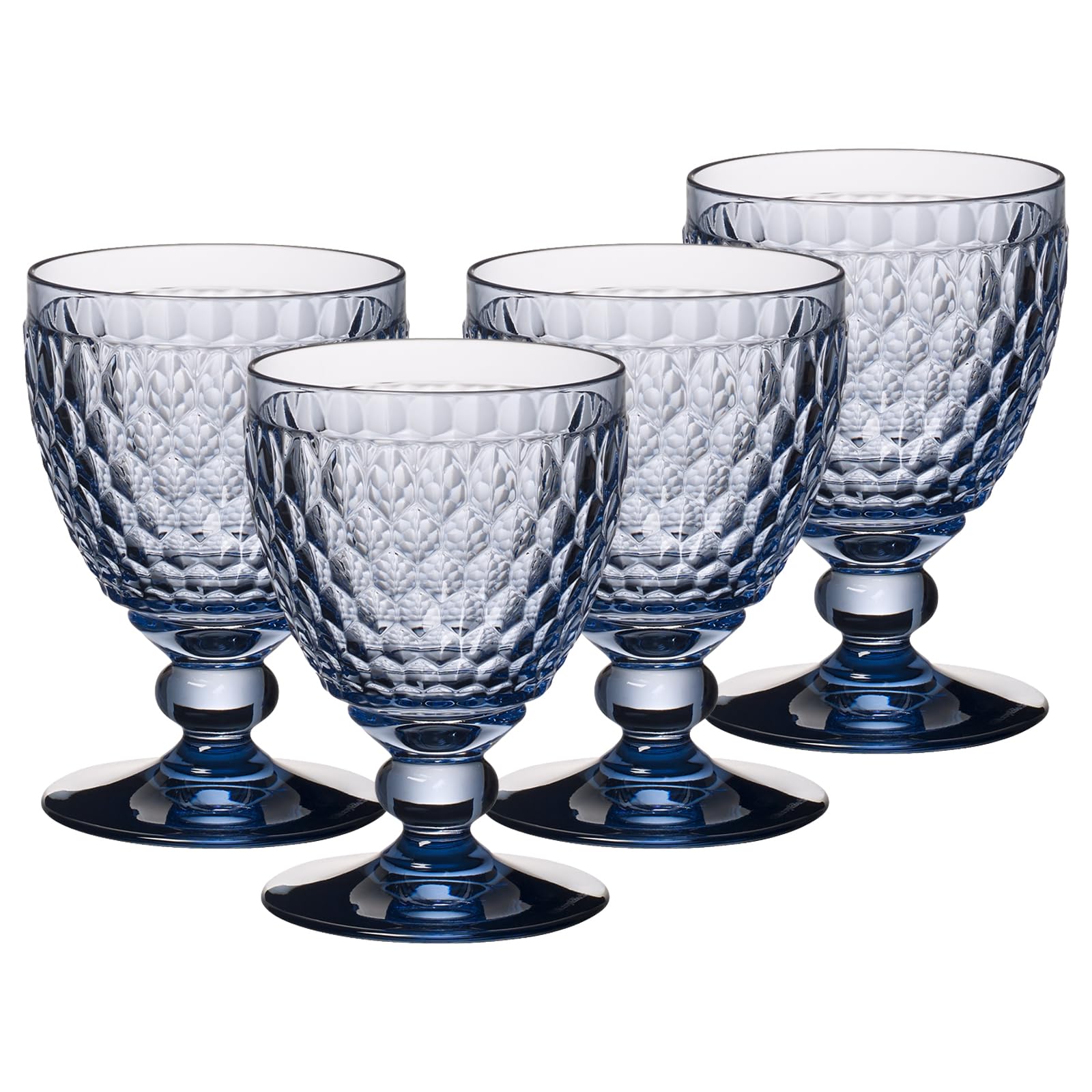 Villeroy & Boch Boston - Juego de 4 copas de vino tinto de colores, 310 ml, diseño facetado, para vino tinto, apto para lavavajillas, color azul