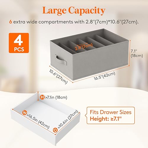 Miniatura 2 de Lifewit Paquete de 4 organizadores de ropa, 6 rejillas de almacenamiento de jeans con asas y tableros de soporte, organizador de cajones plegable