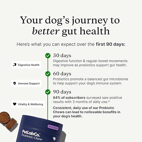 Miniatura 14 de PetLab Co. Probióticos para perros, ayudan a la salud intestinal, la diarrea ocasional, la salud digestiva y las alergias estacionales, sabor a