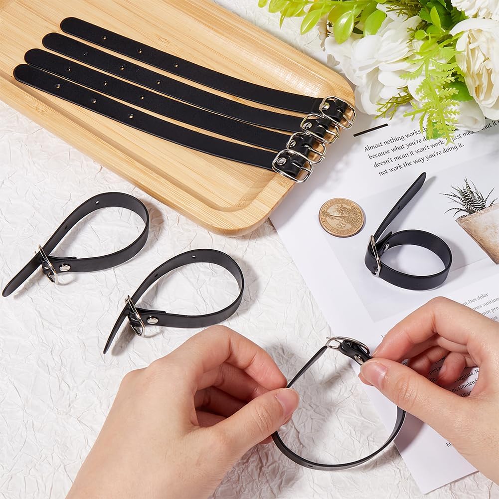 GORGECRAFT 10Pcs Traditional Kilt Extender Strap Faux Leather PU Black Adjustable Replacement Extension Stirrup Cuff Belts Straps with Alloy Buckle for Coat Dress Jacket Bags Suitcase DIY Crafts