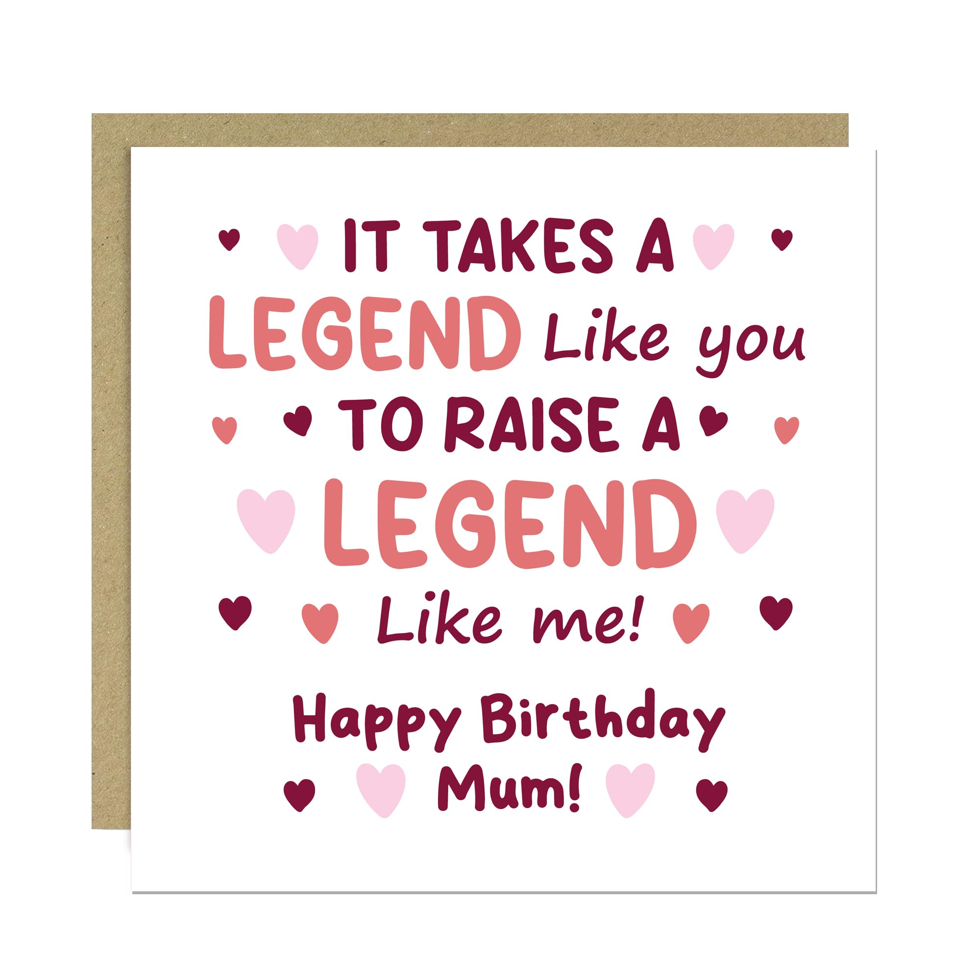 RED OCEAN Joke Card For Mums Birthday With Kraft Envelope, RAISE A LEGEND Card, Funny Mum Cards From Daughter Son, Thank You Card For Mum