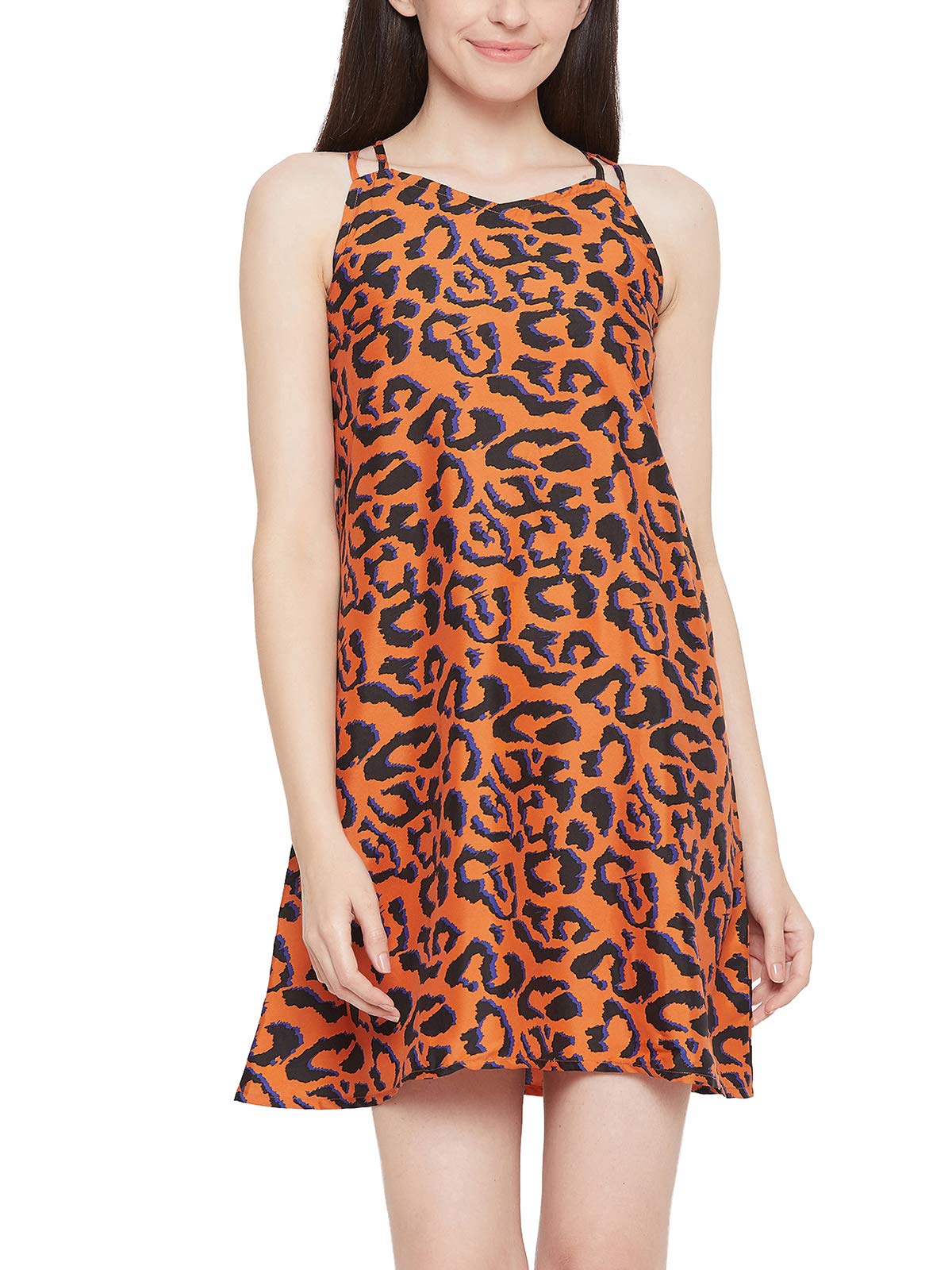 Women's Crepe Animal Print Short Night Dress