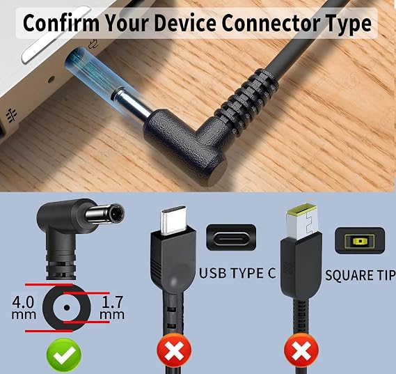 65W Power Cord for Lenovo IdeaPad Charger,IdeaPad 1 3 5,Slim 3 5 7,Flex 4 5