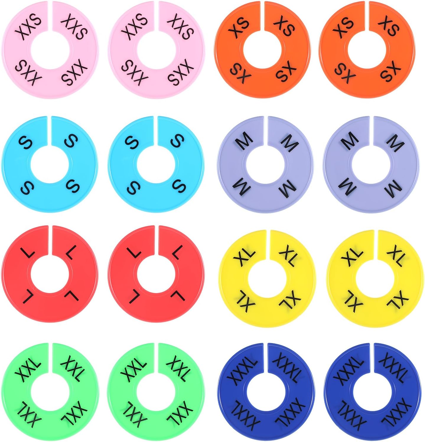 16 PCS Clothing Size Dividers, Round Colorful Clothing Rack Size Divider