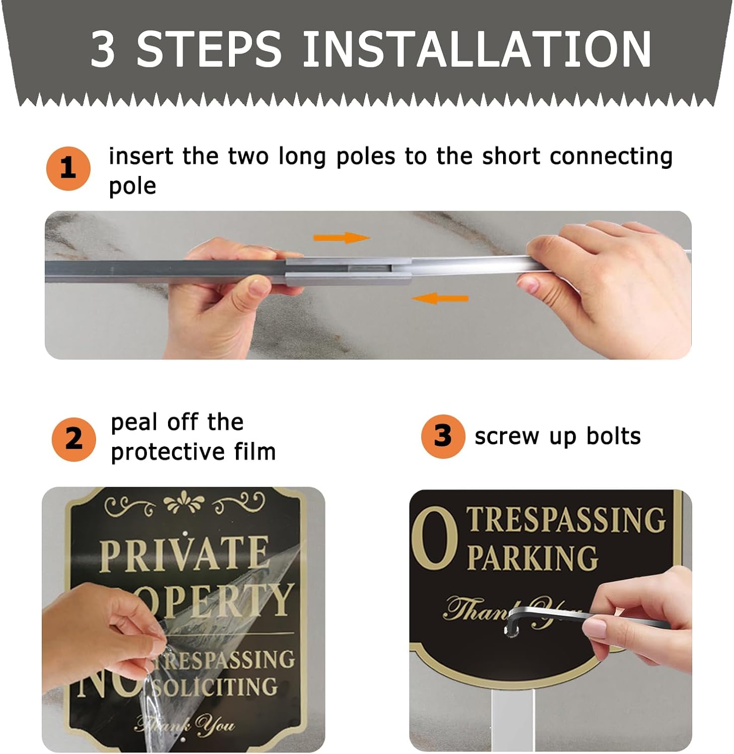 Yuntarda Private Drive Sign - 2 Pack 9.6"x13.6" No Parking, No Trespassing With 28" Long Alloy Stake - Aluminum Metal, Reflective and Weatherproof for Outdoor Use