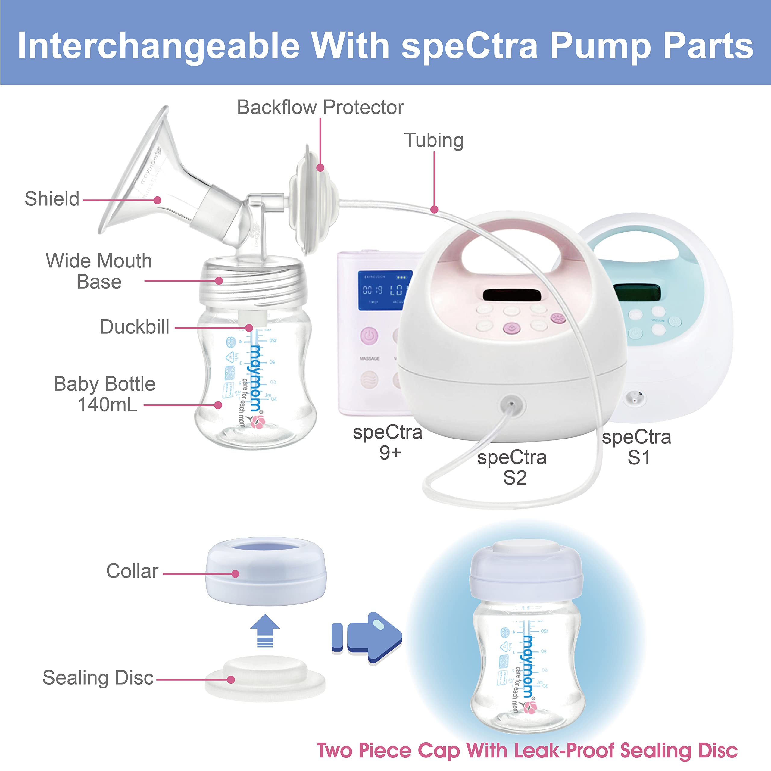 Maymom Pump Parts Work With Spectra S2 Spectra S1, 24mm Flange Valve Tube Bottle Backflow Protector Not Original Spectra S2 Accessories Replace Spectra Duckbill Valve Spectra Bottle Spectra Flange  P 1300 - View #13