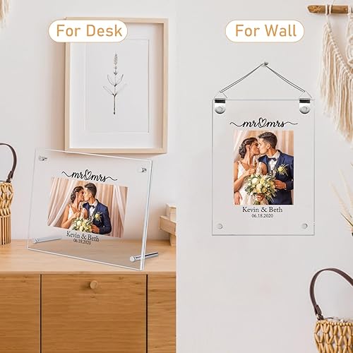 Miniatura 5 de Marco de fotos personalizado de Mr & Mrs. Marco de fotos acrílico, impresiones de fotos personalizadas, regalos para bodas, marcos de compromiso