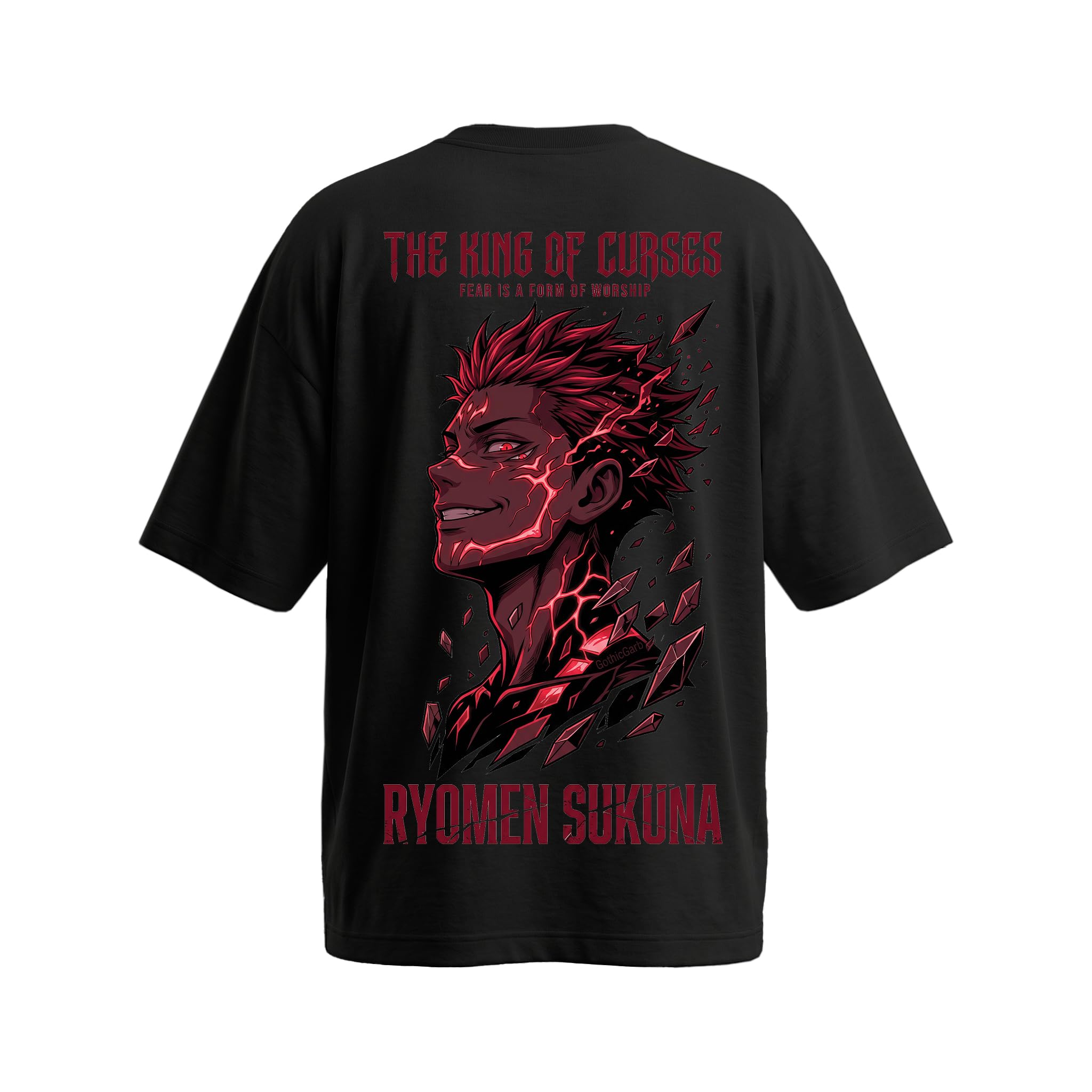 Ryomen Sukuna Oversized DTF Printed T-Shirt for Men & Women | Jujutsu Kaisen Anime Graphic Tee | 240 GSM 100% Cotton Drop Shoulder Black-picture-23