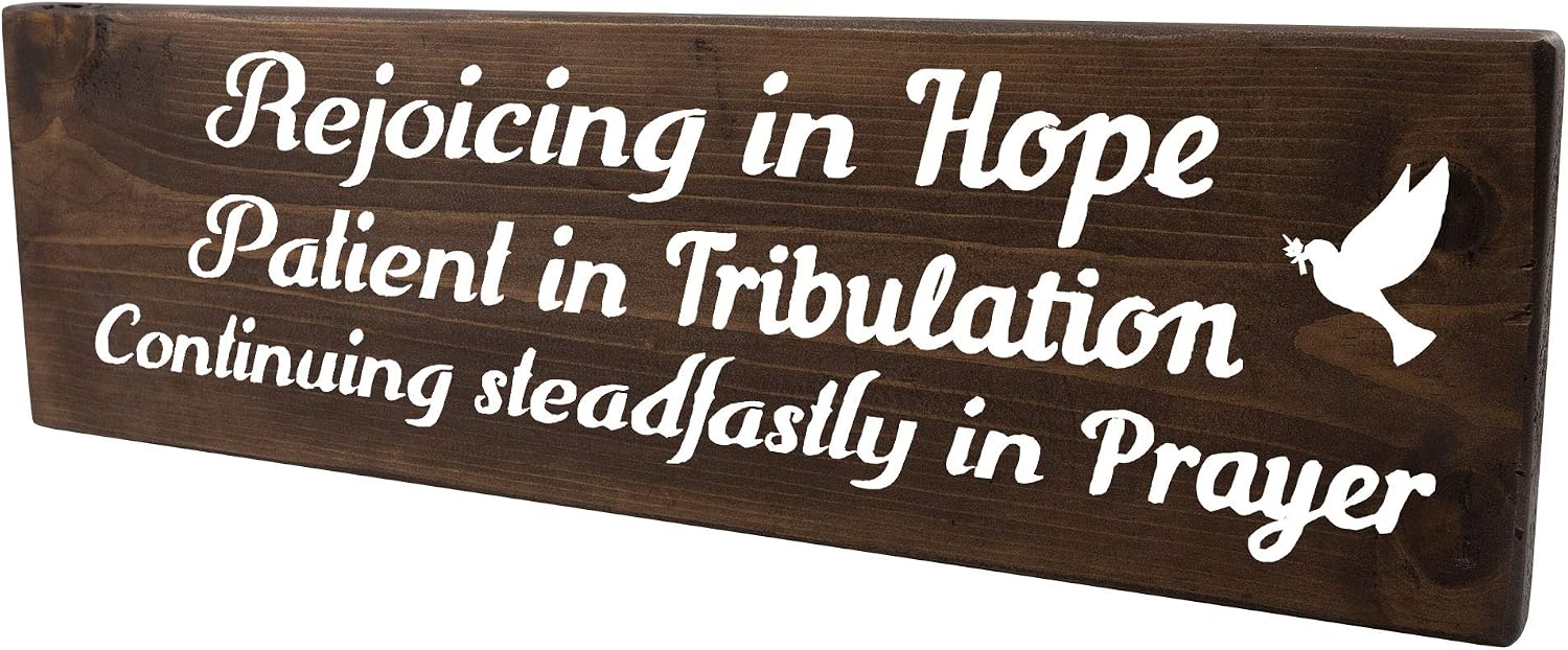Continuing Steadfastly in Prayer Christian Biblical Gift Wood Wall Sign Decor Real Wood Plaque Gift of Love Hope Peace Faith Family Friend (Stained 18Inch)