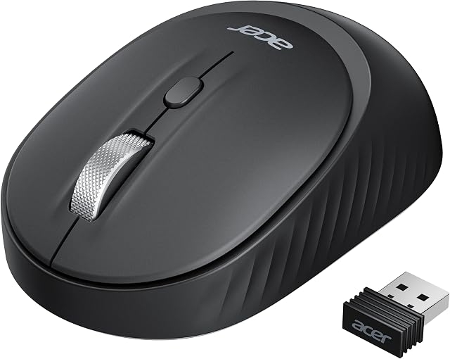 Acer Bluetooth Wireless Mouse, BT5.2 & 2.4Ghz Computer Mouse for Laptop with USB Receiver, Portable Anti-Slip Cordless Mouse, 3 Adjustable DPI USB Mice for MacBook Neo(A18 Pro), Microsoft, Chromebook
