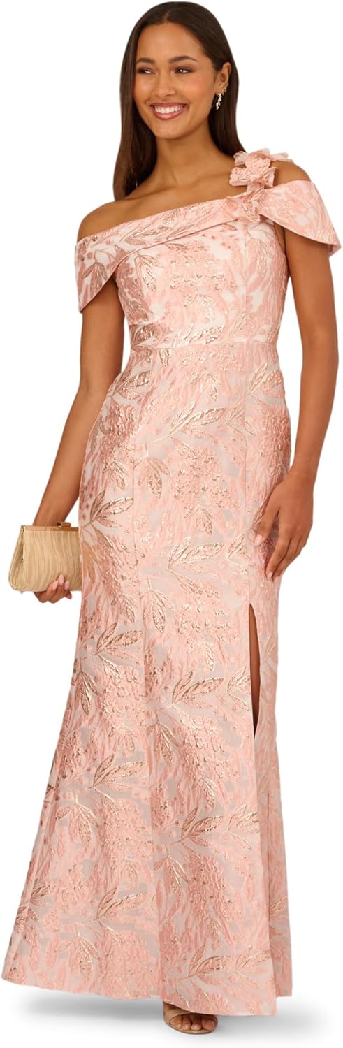 Adrianna Papell 3D Floral Jacquard Gown