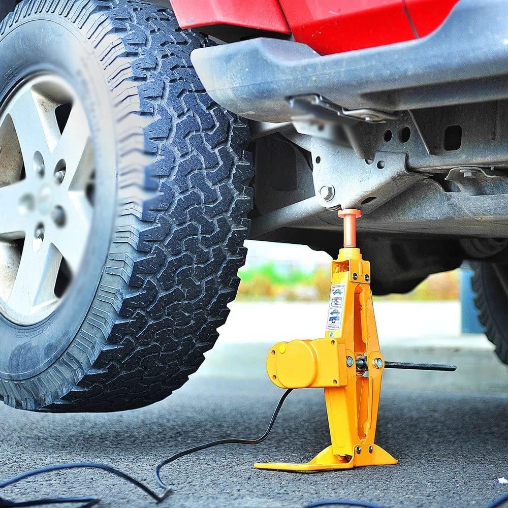 Electric Car Lift Scissor Jack Lifting Tool with Manual Wrench & Wheel Chock 12V 3 Ton