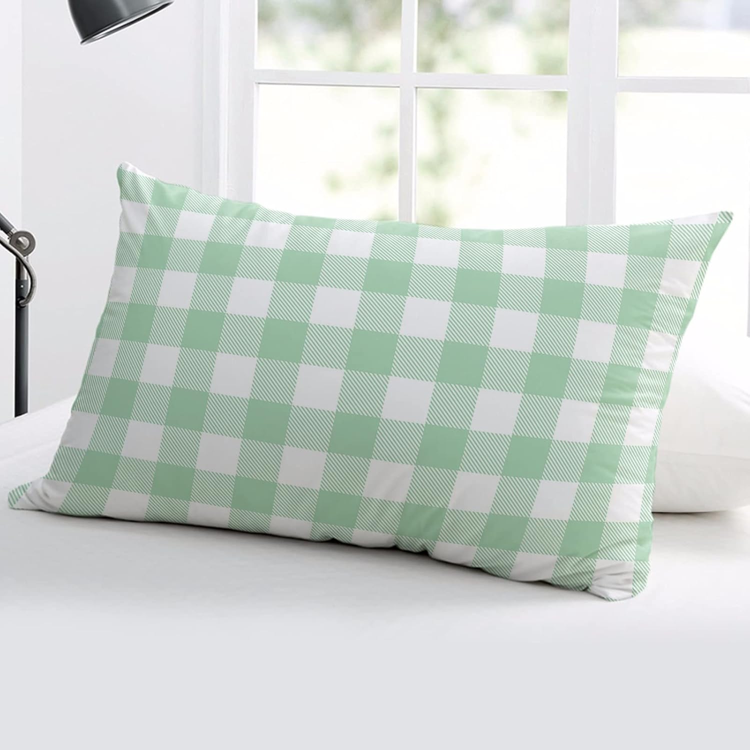 T&H XHome Pillow Covers 24x36 Inch - Body Pastoral Style Light Green Lattice Soft Brushed Microfiber Pillowcases with Hidden Zipper Closure Bed Pillow Shams for Bedroom Sofa Car