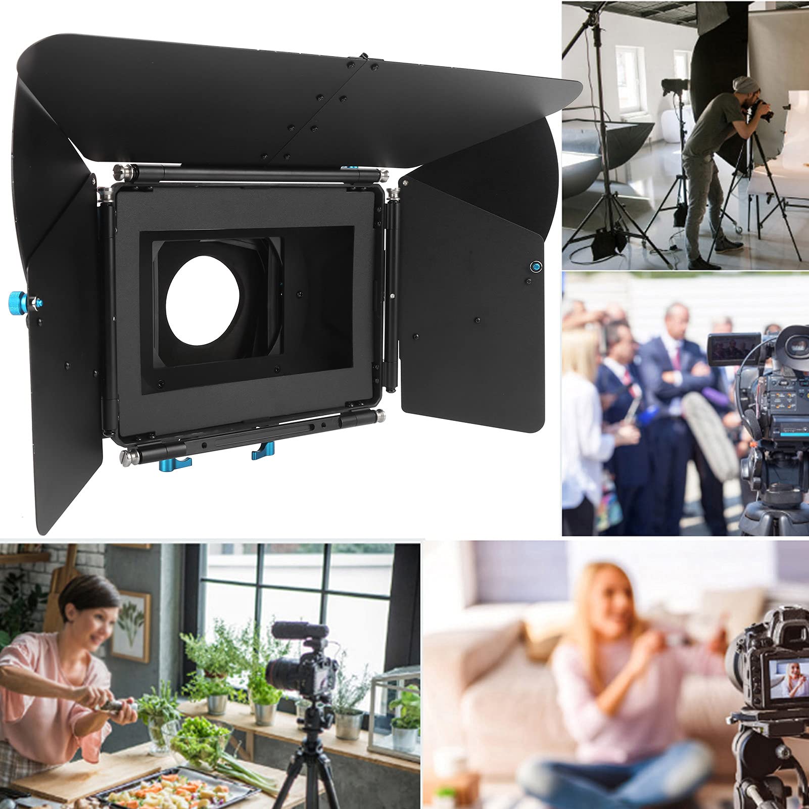 Matte Box, 3pcs Sunshade Placa Amplia Compatibilidad Angle de ángulo Ajustable Swing Away Sunshade para la Cámara Disparando para Grabar Video