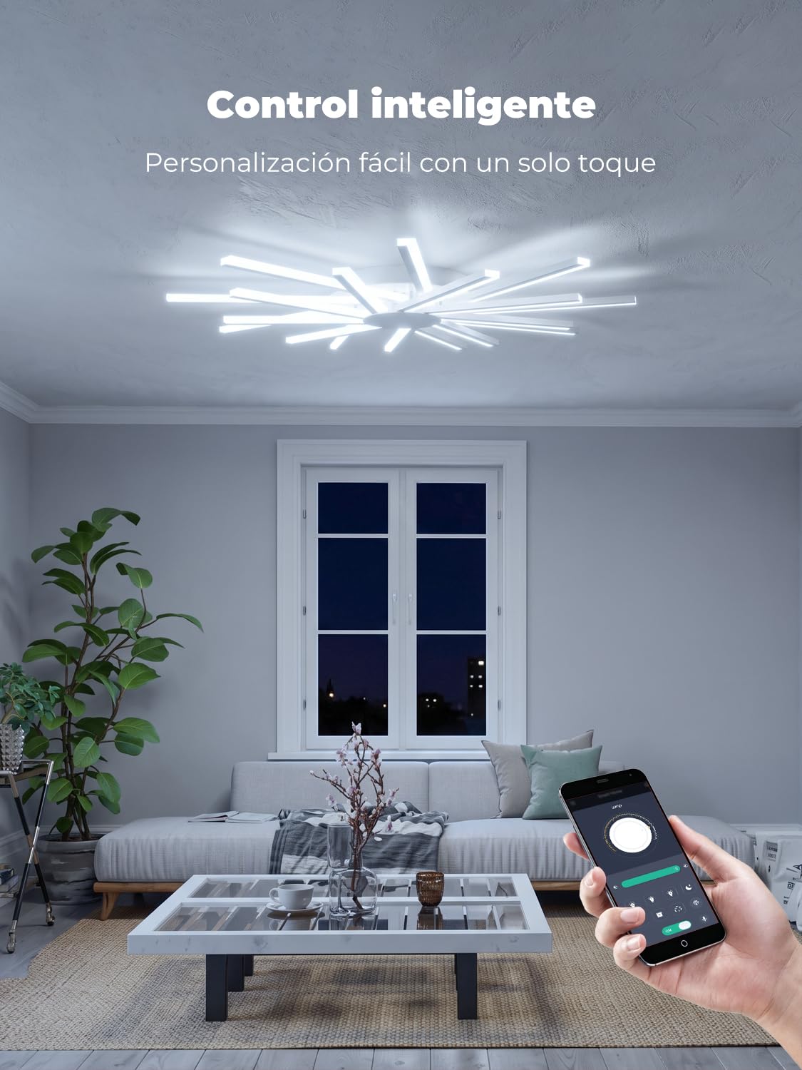 Φ96cm Lámparas de Techo Salón, Ceiling Light Grande Moderna, Plafones de Techo con 18 Luz, Regulable, Luz de Techo con Mando a Distancia, Función de Memoria, Blanco