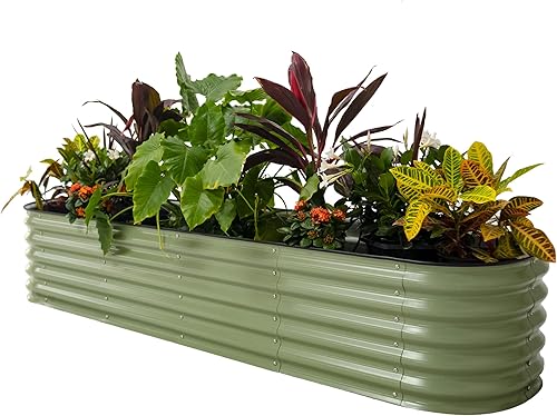 Miniatura 12 de Vego garden Kit de cama de jardín elevada, 17 pulgadas de alto, 9 en 1, 8 x 2 pies, maceta elevada de metal para verduras, flores, jardinera