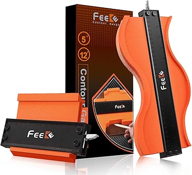 Contour Gauge (12+5 Inch) with Lock, Super Contour Duplicator Gauge Shape and Outline Tool for Woodworking Birthday Gifts for Men Dad Husband Him Tools for Men Construction Ruler Outline Angle Tool