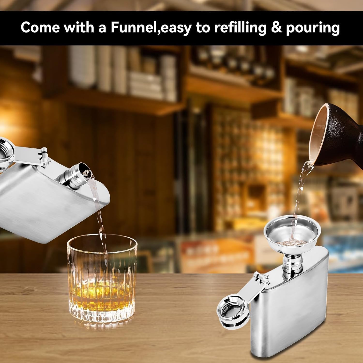 Stainless Steel 2 Oz Leakproof Hip Flask with Funnel - Ideal for Gifting