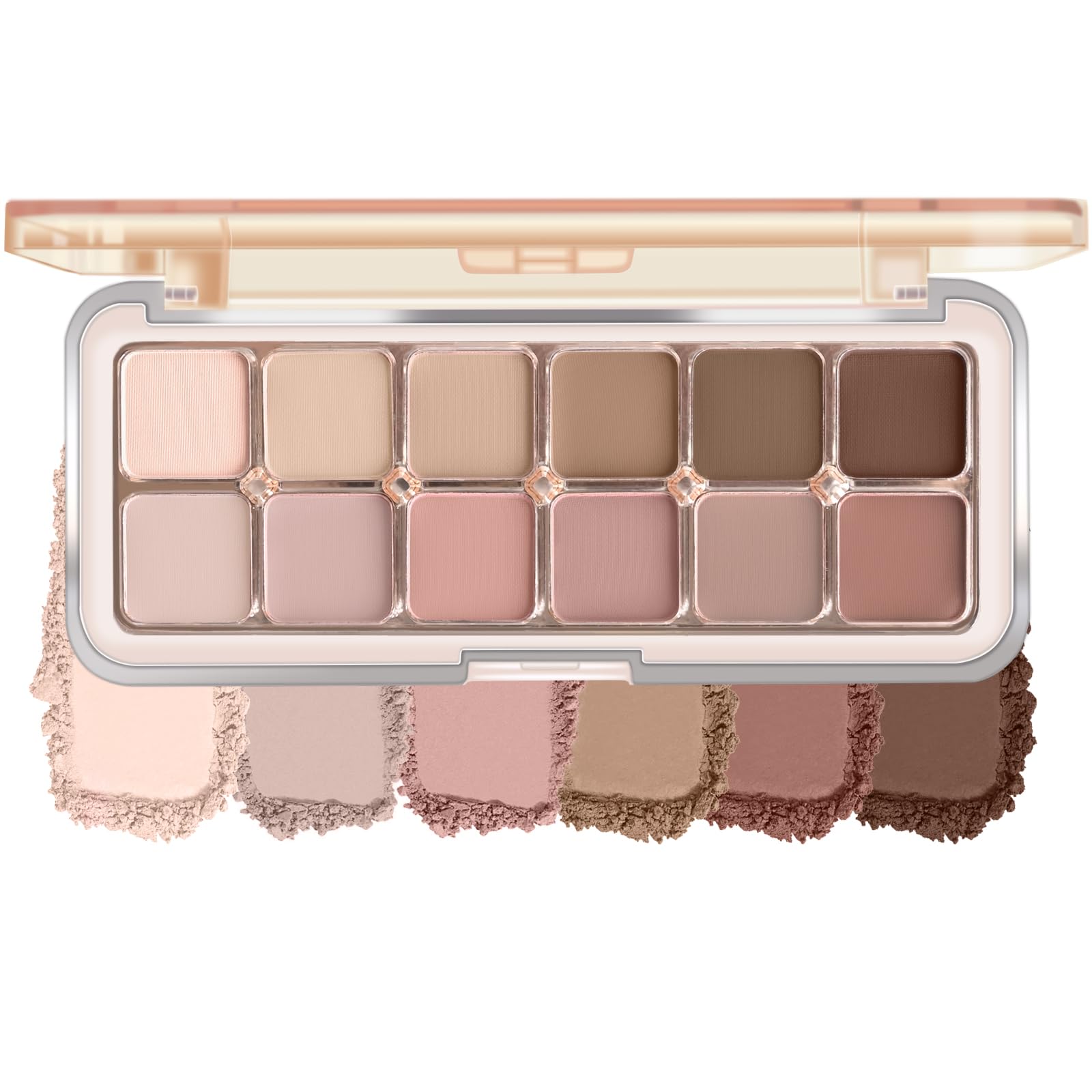 KYDA 12 Color Grey Pink Eyeshadow Palette with Brush, Korean Eyes Makeup 03 Grey Pink