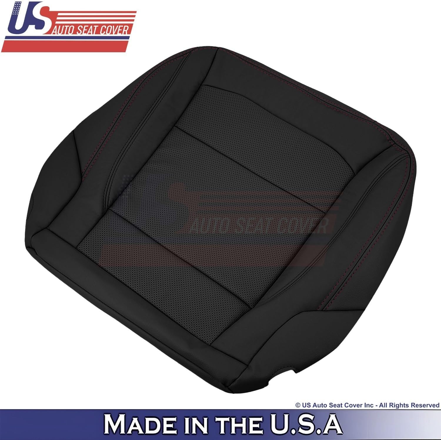 2016 to 2019 fits Ford Explorer Driver Bottom Leather Perf Cover Black/Red Stitch