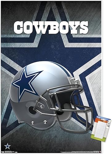 Trends International NFL Dallas Cowboys - Póster de pared para casco 16, 22.375 x 34 pulgadas, paquete de póster y montaje