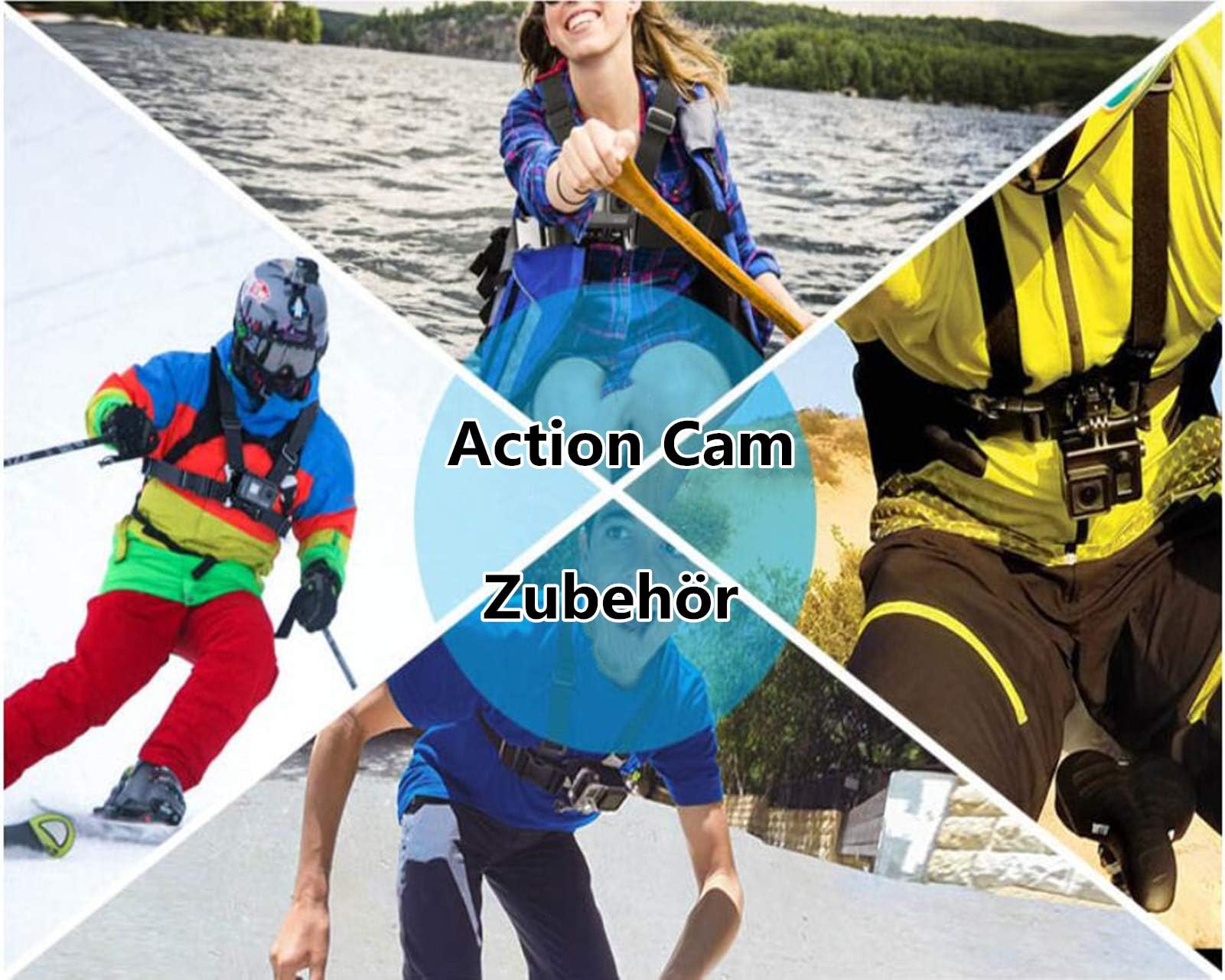 DIKER Kit Accessori per Action Cam 70 in 1, Compatibile con Gopro Hero 13 12 11 10 9 8 DJI AKASO OSMO Insta360 SJCAM Action Cam, per ciclismo, corsa, skateboard, arrampicata