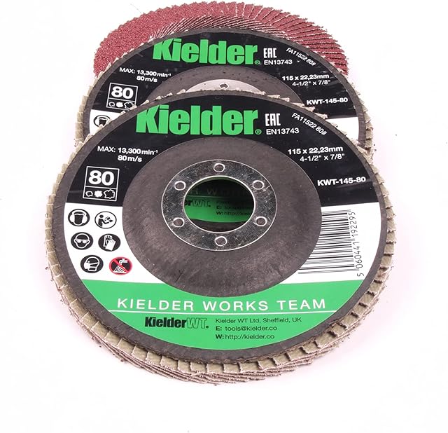 Kielder KWT-145 115mm Professional Flap Discs for Angle Grinder (80 Grit - 3 Pack)