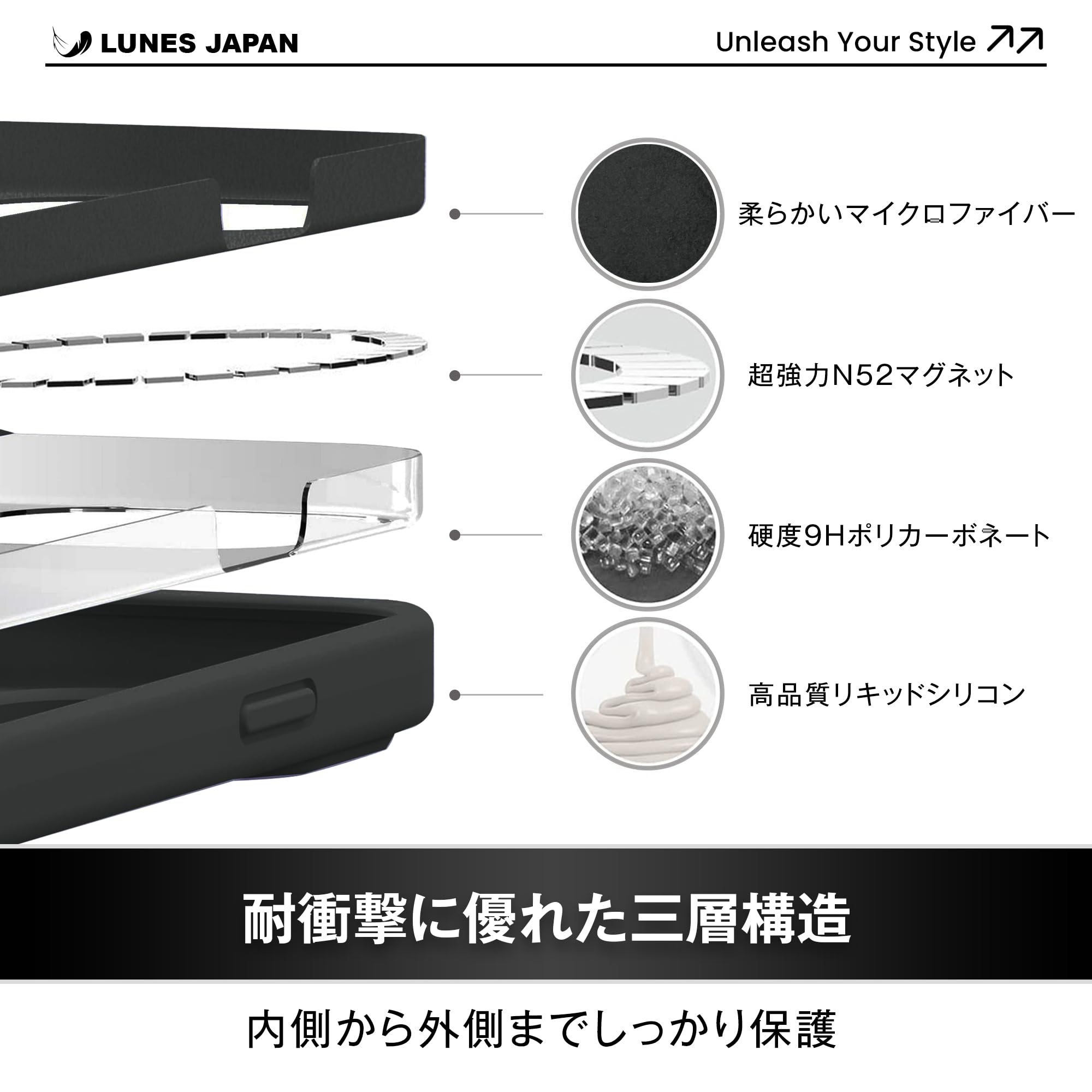 Amazon.co.jp: LUNES iPhone 14 用 ケース MagSafe対応 カメラ保護