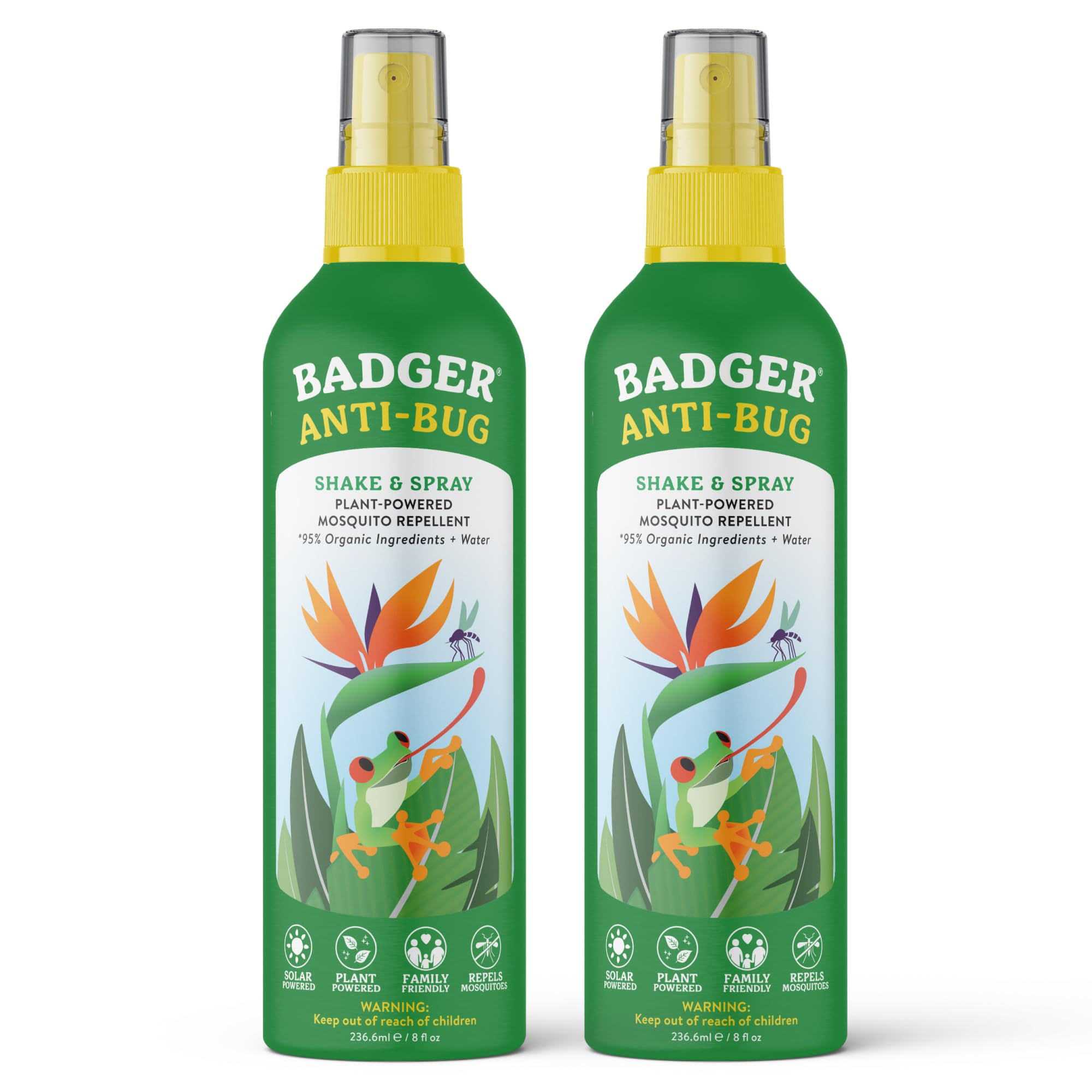 Badger Bug Spray, DEET-Free Citronella, Family Size, 8 fl oz 2-Pack