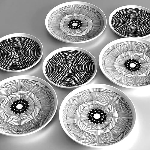 Miniatura 6 de MARIMEKKO Oiva Siirtolapuutarha - Refina la decoración de tu cocina con nuestro icónico gres blanco y negro - Elegantes platos llanos de porcelana