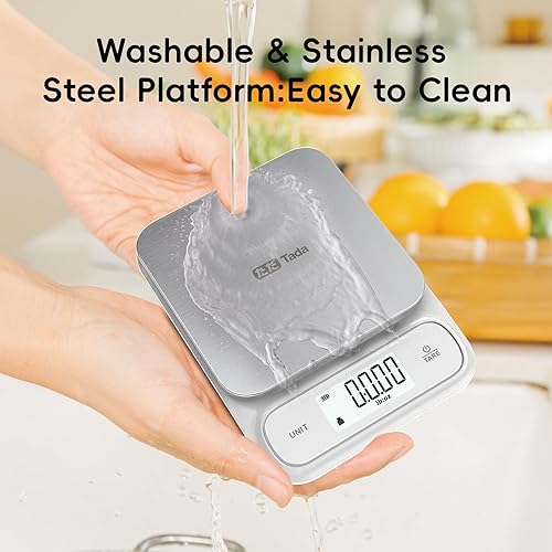 Miniatura 2 de Tada Báscula digital de cocina de alimentos de 22 libras con precisión IPX6 de 0.05 onzas, carga tipo C, onzas y gramos para perder peso, cocinar,
